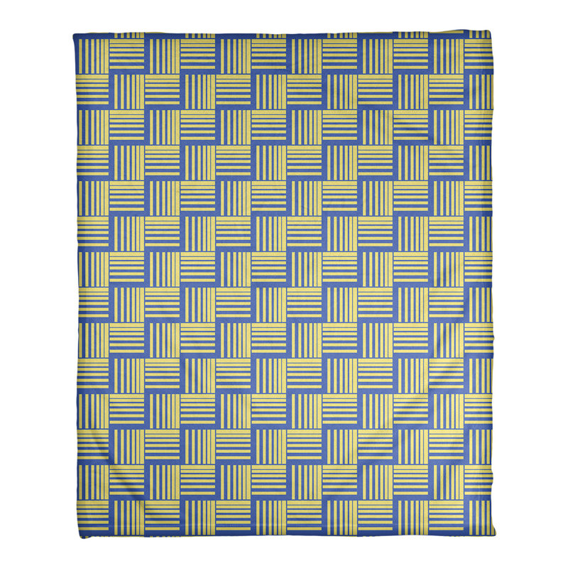 Couverture polaire à rayures classic basketweave, l 50 po x L 60 po, Bleu / Jaune