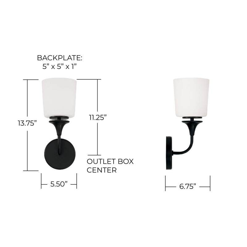 Armed Sconce, Matte Black