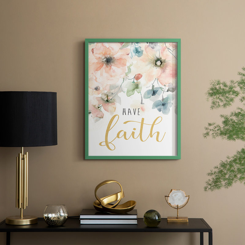 Have Faith Framed Print - Solid Wood, 30" H x 24" W, Green