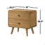Table de chevet 2 tiroirs avec deux ports USB, bois de frêne clair