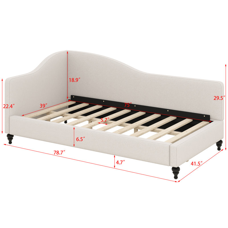 Lit de jour tapissier plat, Lit simple, Beige