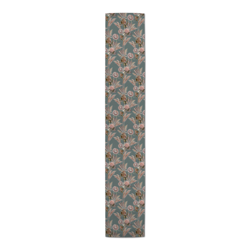 Rectangular Floral Table Runner, Emerald, 90" x 16"