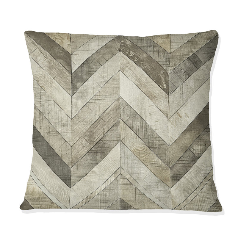 Imprimé à chevrons gris II - Coussin traditionnel, H 18 po x l 18 po