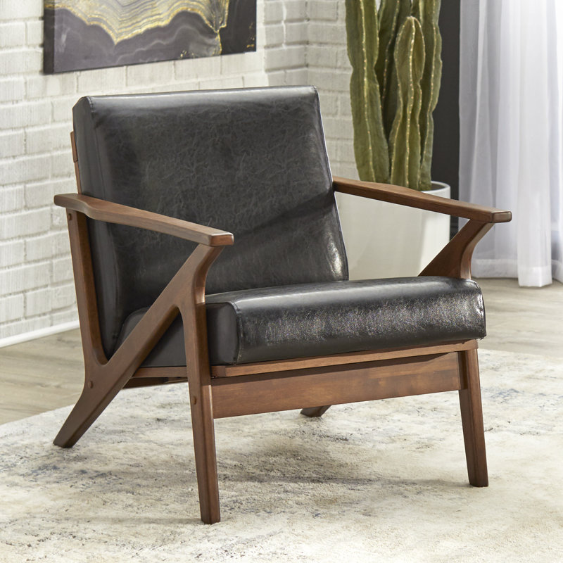 Choudhury Faux Leather Armchair, Black, Brown