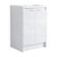 Meuble-lavabo autoportant de 72 po avec lavabo en résine et armoire à 1 côté, portes et tiroir à fermeture douce, blanc brillant, contreplaqué (emballage KD)