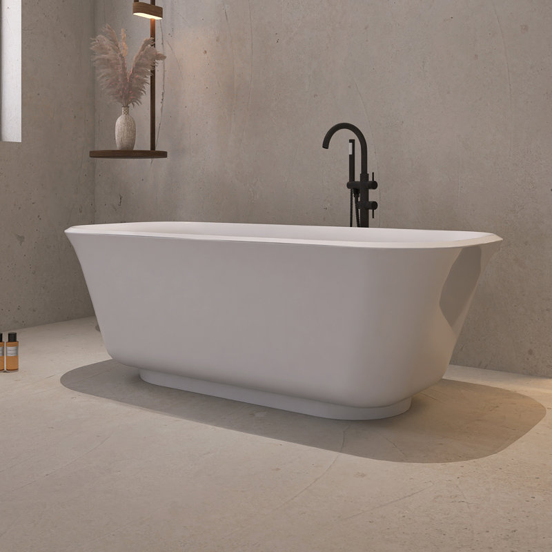 67" Freestanding Soaking Acrylic Bathtub