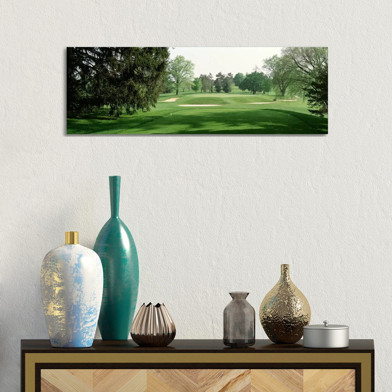 Sand Trap At A Golf Course, Baltimore Country Club, Maryland, USA - Wrapped Canvas Panoramic Print
