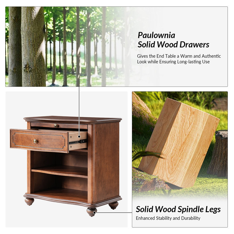 Ensemble de 2 tables de bout Elfine Traditional, Brun