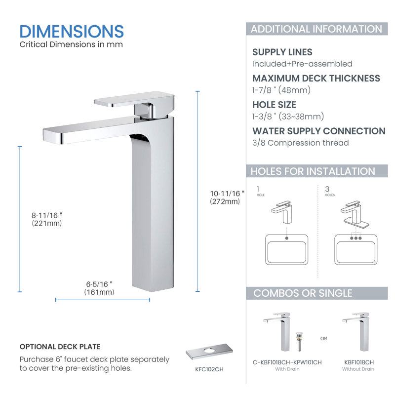 Blaze Single-handle Bathroom Faucet with Drain Assembly, Chrome
