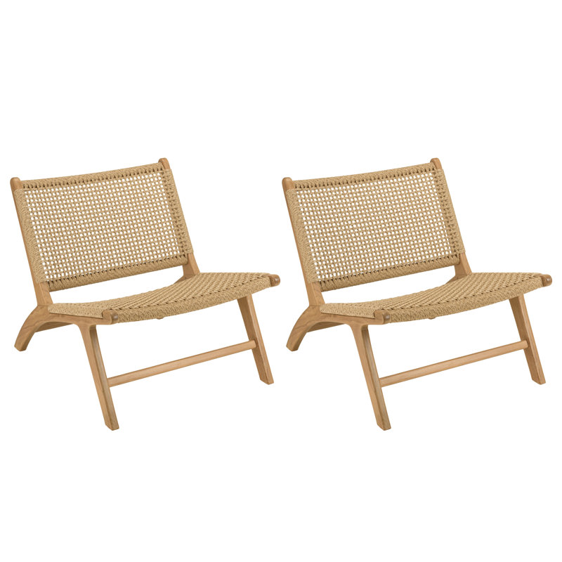 Set Of 2 Teak Garden Lounge Chairs