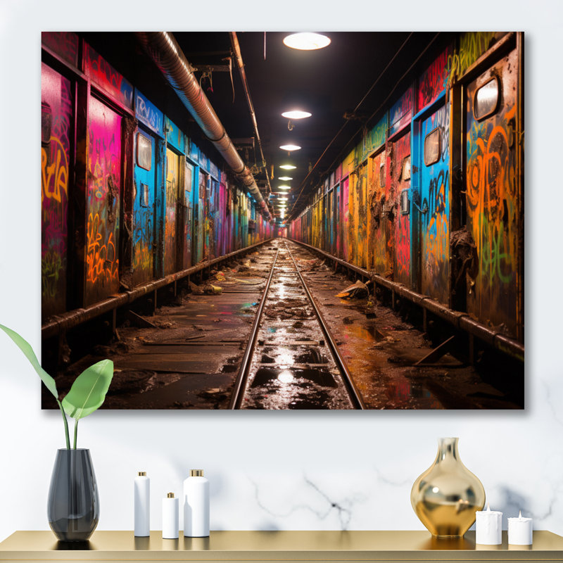 «Colorful Tunnel Graffiti Oasis», impression sur toile, H 12 po x l 20 po x P 1 po, Toile tendue