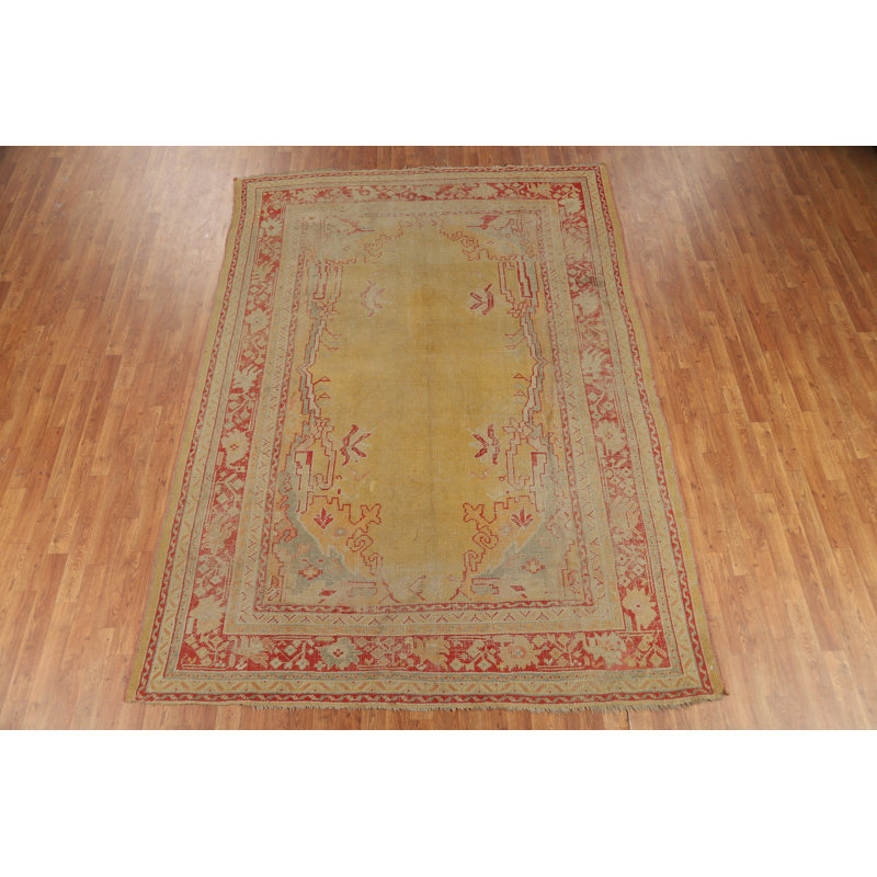 Tapis turc Oushak pré-1900 à teinture végétale antique 7 x 10