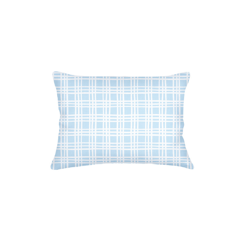 Printed Pillows Linen Plaid Accent Pillow, Light Blue, Rectangle 14" H x 20" W, Polyester