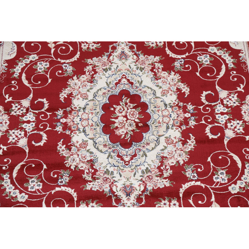 Tapis floral turc oriental rouge 2X3, Rectangle 6 pi 7 po x 9 pi 6 po