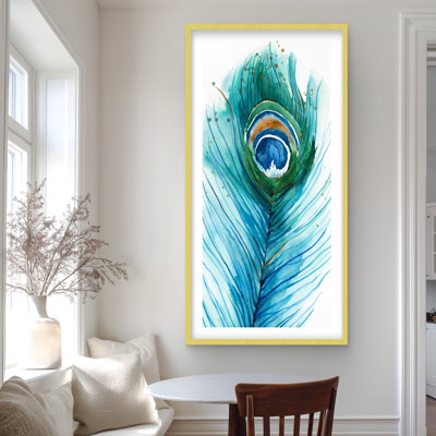 Longue plume de paon | Reproduction encadrée matte pour la décoration intérieure