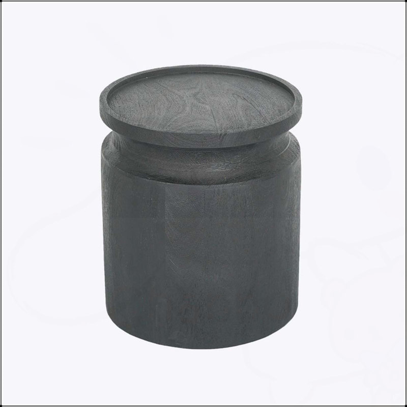 Élégante table d'appoint cylindrique en bois noir, 14 x 16 pouces, pour un décor moderne et naturel, polyvalente dans n'importe quelle pièce