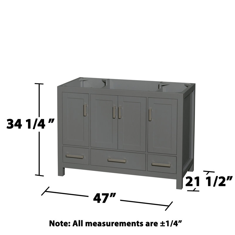 Sheffield 47" Freestanding Single Vanity Base Only, Dark Grey