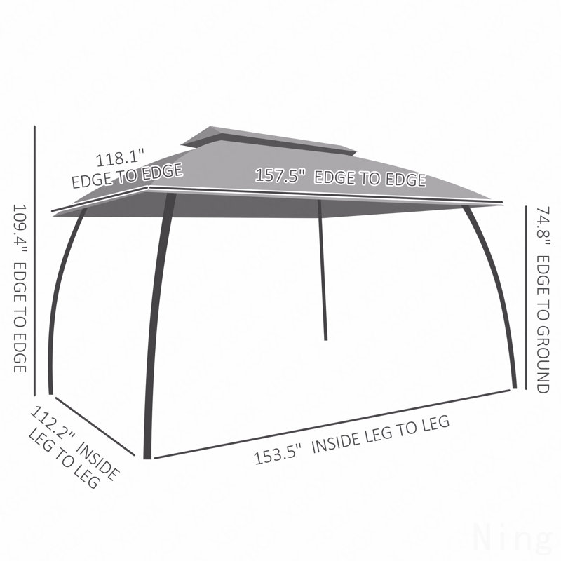 Gazebo, moustiquaire pour patio avec toit ventilé, Gris foncé