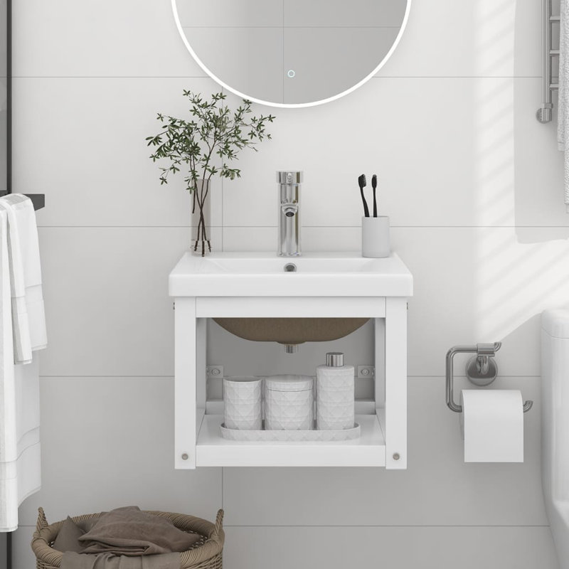 Gris 42cm Single Bathroom Vanity Base Only, White
