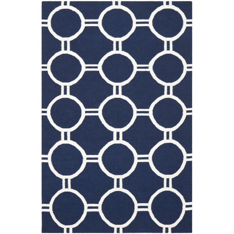 Tapis géométrique tissé à la main en laine et coton Rodgers, Rectangle 5 pi x 8 pi