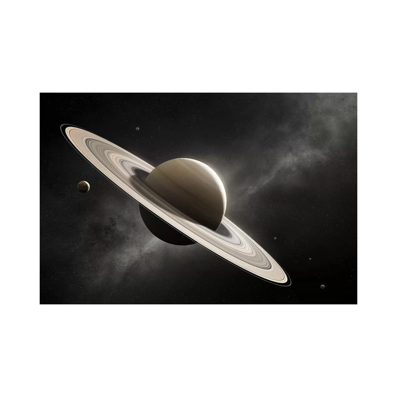 " Planet Saturn With Major Moons " by Johan Swanepoel, 12" H x 18" W x 1.5" D