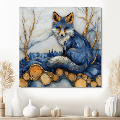 Golphin Night Fox By The Lake Landscape - Fox Wall Art