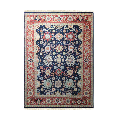 Lympsham Navy Hand Knotted Wool Classic Traditional Area Rug