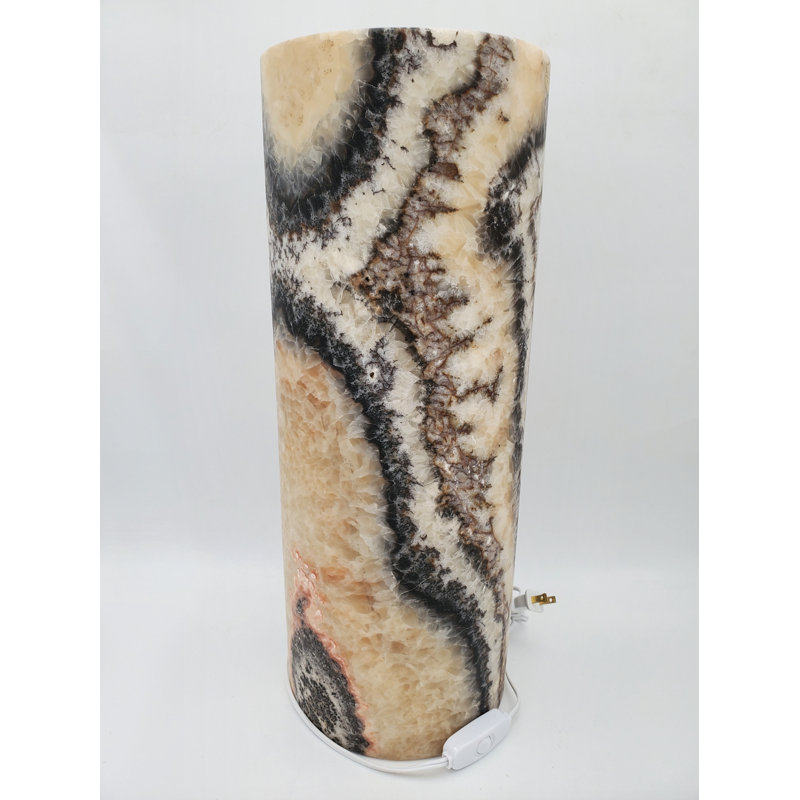 Lampe onyx beige, brune et noire
