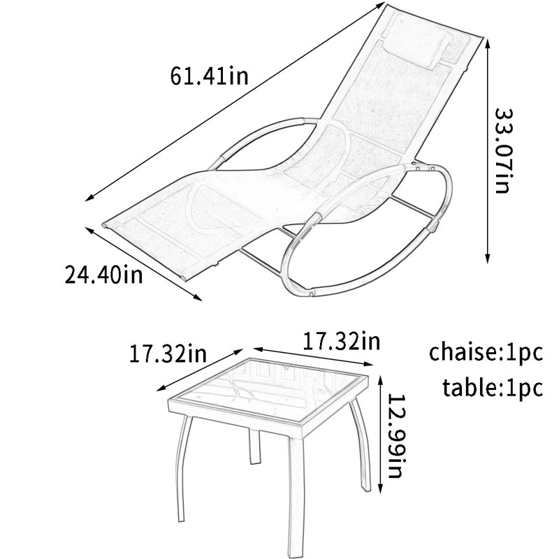Ensemble de chaise longue d'extérieur en tissu Tauno