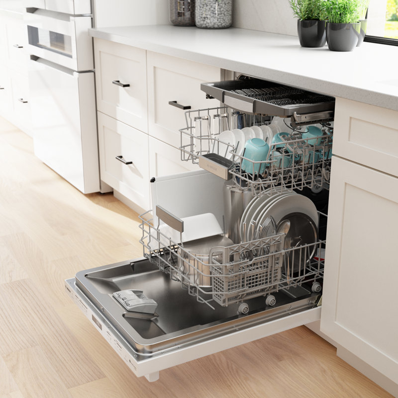 800 Series 24" Top Control Built-In Dishwasher with Stainless Steel Tub and Flexible 3Rd Rack, White