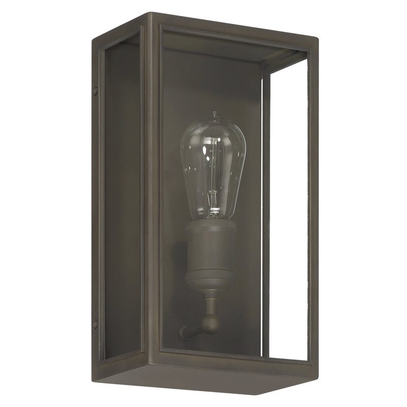 Hollis 12-inch 1-light Blackened Brass Exterior Wall Sconce with Clear Glass, 1 Light, 12" H x 7" W x 4.25" D