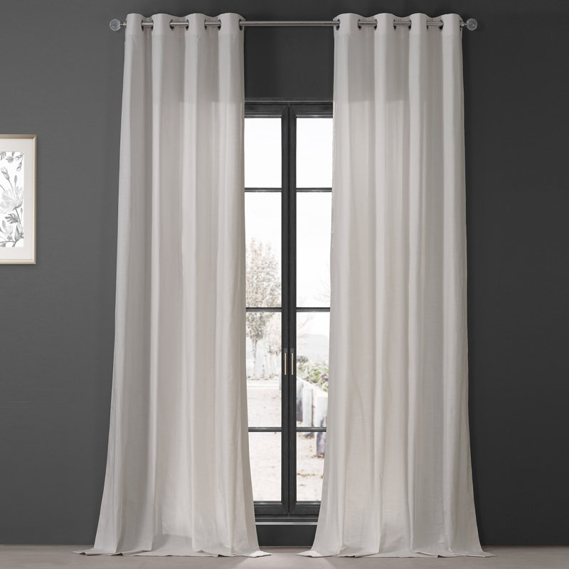 Rivoli Grommet Semi Sheer Curtains for Bedroom, Cotton Dune Textured Window Curtain Panel Pair, 50" W x 96" L, Supreme Cream