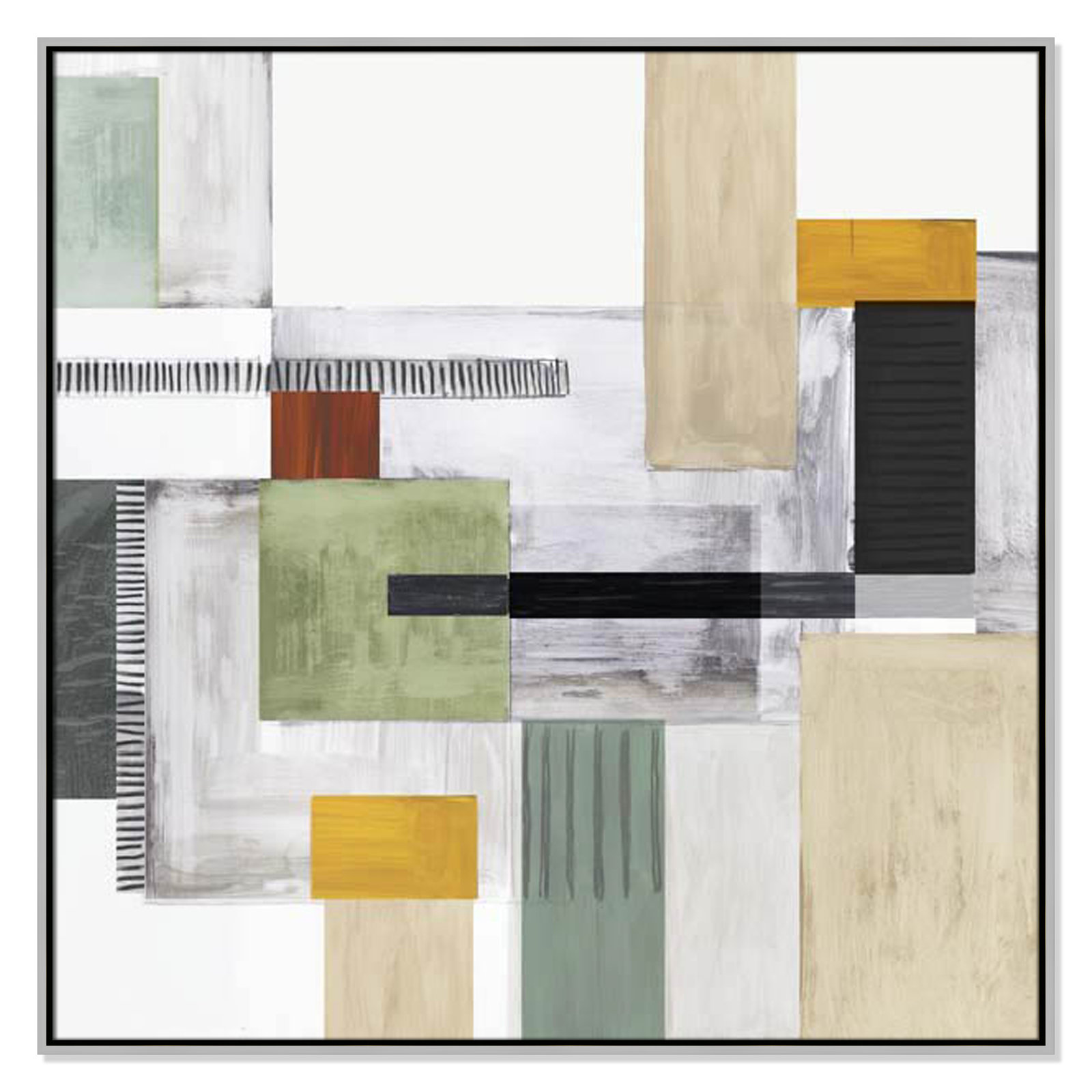 Playful Blocks, 41.5" H x 41.5" W x 2" D, Silver Floater Framed