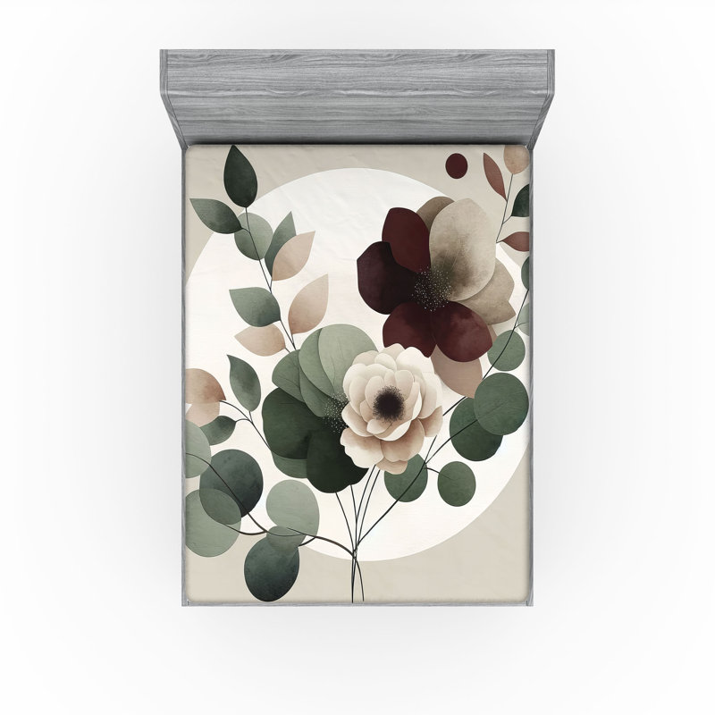 Drap-housse Ambesonne Monstera_ Floral minimaliste boho_ Rosé vert pâle, Drap-housse de taille très grand