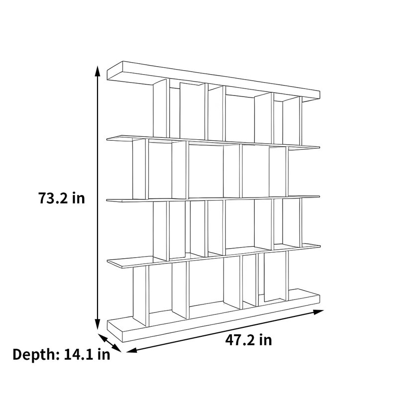 A simple and eye-catching bookcase, (5 tablettes) H 73,2 po x l 47,2 po x P 14,1 po.