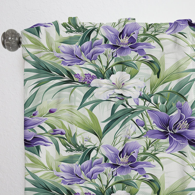 Green Purple Bamboo Serenade Tropical Pattern I - Tropical Curtain - Velvet Room Darkening - 1 panel, 52" W x 108" L