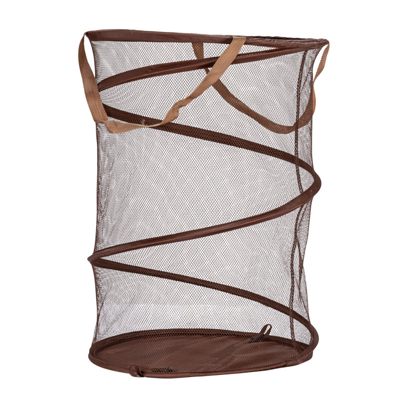 Pop-Up Mesh Laundry Hamper, Brown, Brown