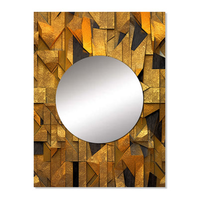 Nilde Sharp gold and black geometric wonders - Geometric Mirror, Gold Decorative Wall Mirror, Printed Metal Art