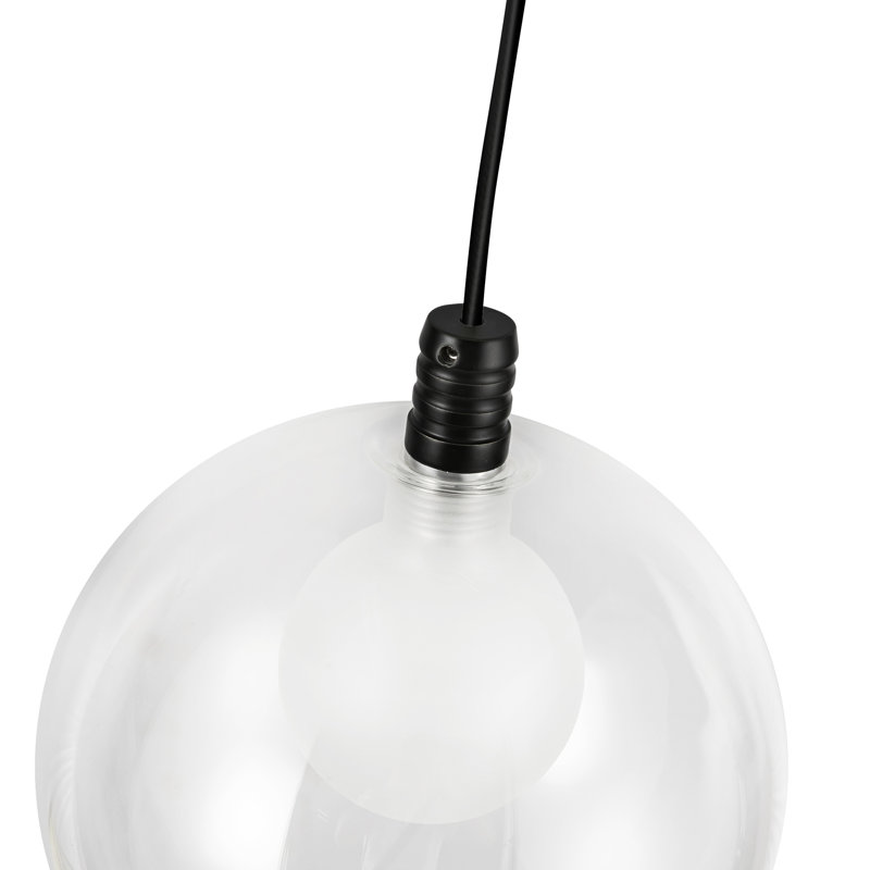 Bolla 5-In Opal Glass LED Pendant, Clear, Black
