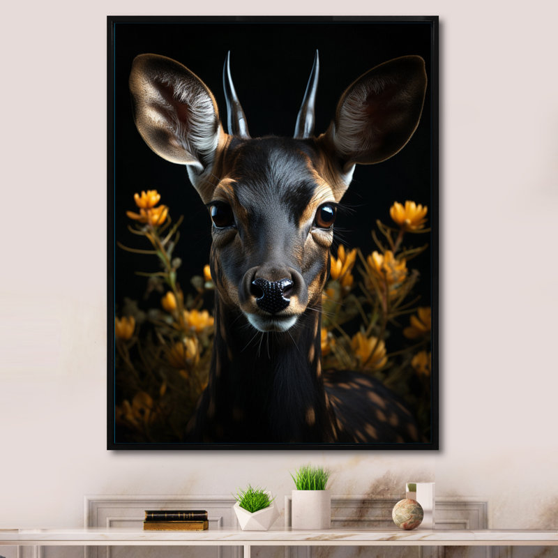 Black Antelope Selfie II - imprimé, H 20 po x l 12 po x P 1 po, Cadre flottant noir