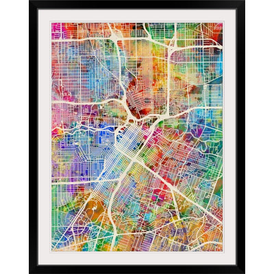 Francy " Houston Texas City Street Map " by Michael Tompsett Graphic Art Print