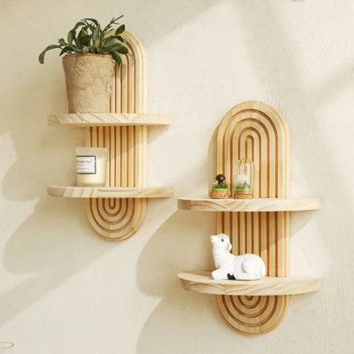 Bohemia Solid Wood Wall Shelf - Wabi-Sabi Wall Organizer & Decor