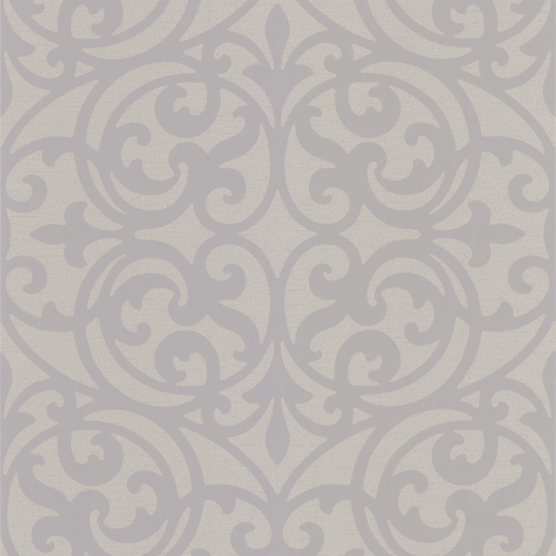 Papier peint embossé à volutes 33 pi x 20,5 po sonata ironwork Decadence, Gris