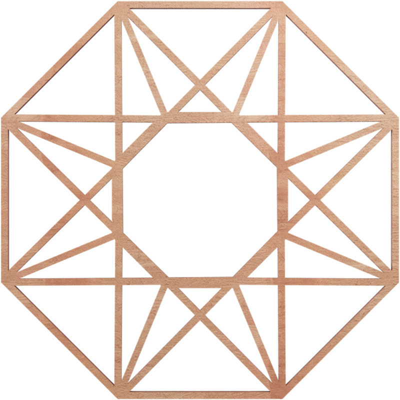 Cherry Wood Geometric Fretwork Ceiling Medallion, 18" Diameter