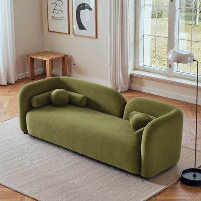 Katrien 93'' Japandi Style Luxury Modern Velvet Fabric Curvy Arm Sofa