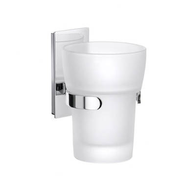 Smedbo AK343 Air Holder with Frosted Glass Tumbler - Polished Chrome