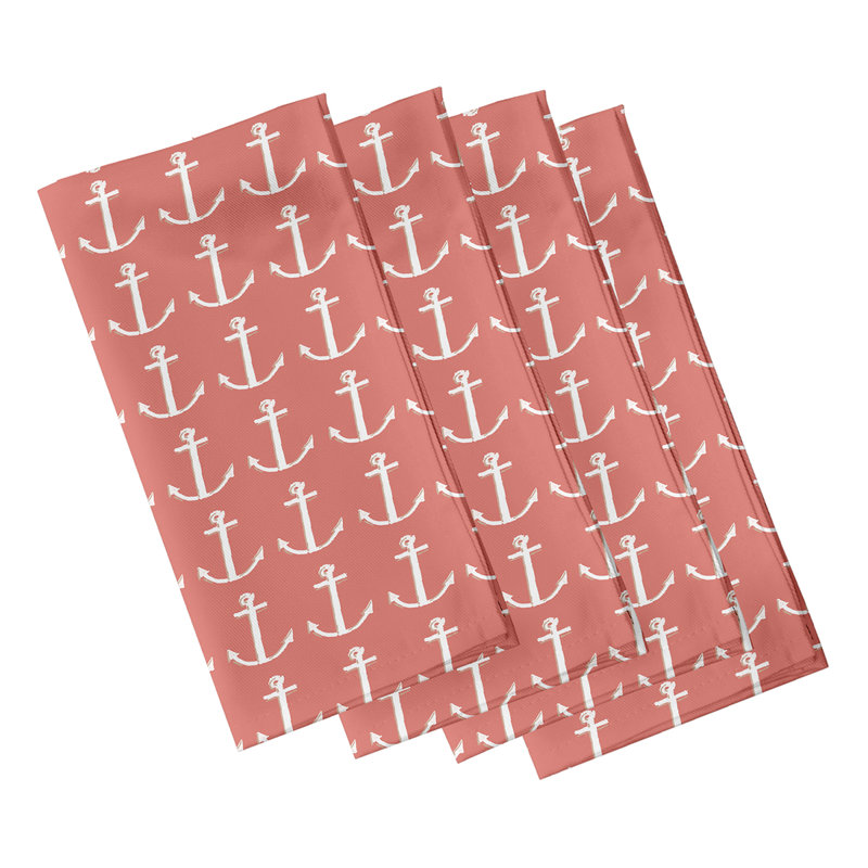 Ensemble de serviettes 4 pièces Wimer Coastal, L 18 po x L 18 po, Aqua / gris
