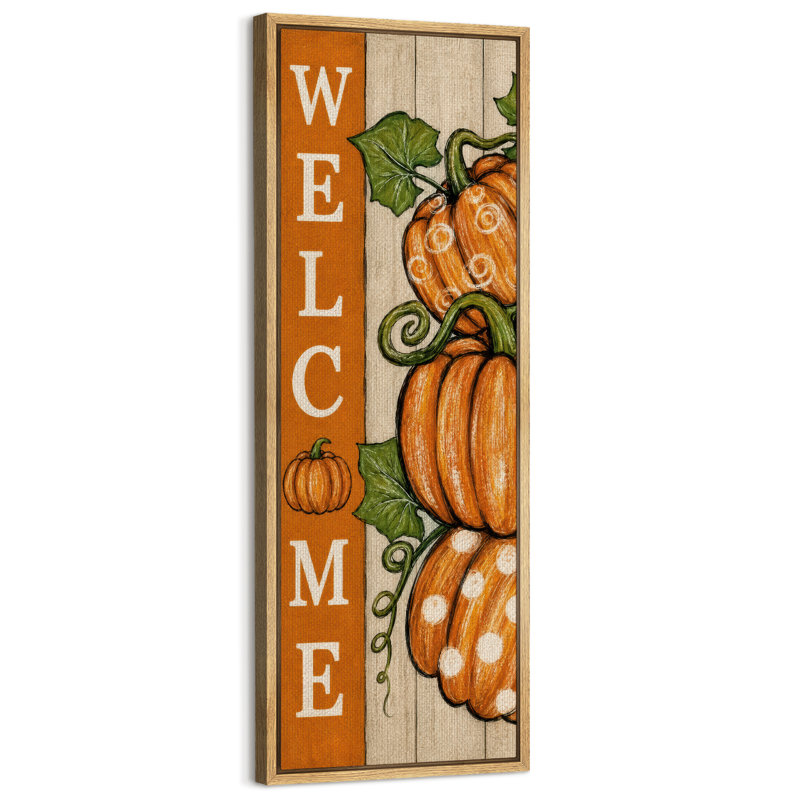 «Rustic Pumpkin Fall Harvest Botanical Extra Large», reproduction d'art sur toile encadrée, H 60 po x l 20 po x P 1,5 po