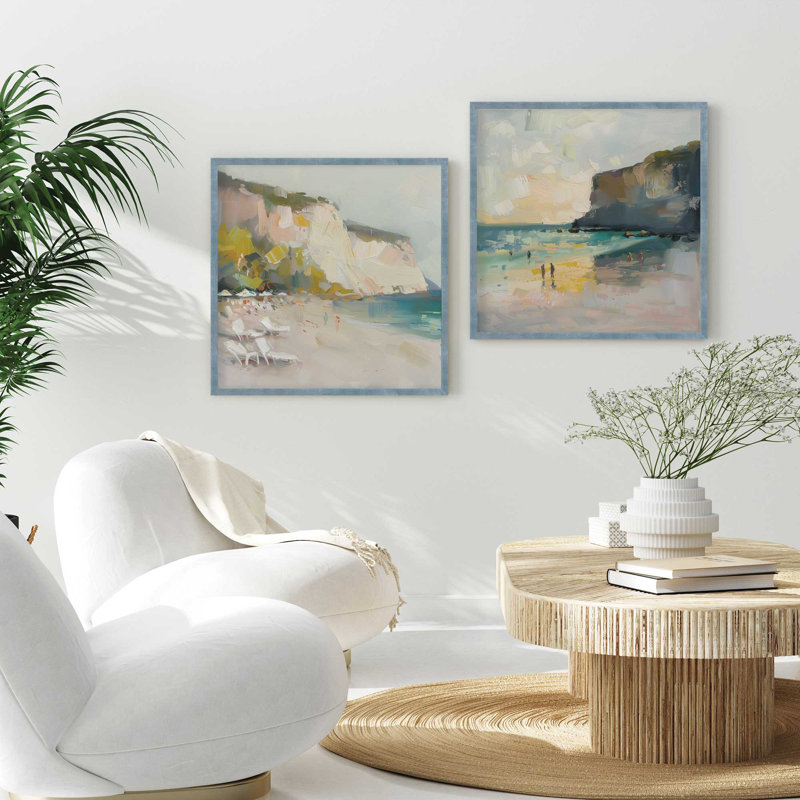Ensemble de 2 pièces de sonate marine encadrée sur papier par Azure Artisanal Studio, Ciel électrique