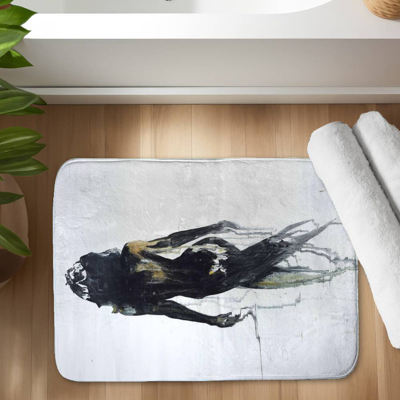 Abstract back view of a woman silhouette Bath Mat with Non-Slip Backing - Quick Dry Memory Foam Bathroom Rug - Absorbent - Modern Plush Spa-Style - Machine Washable